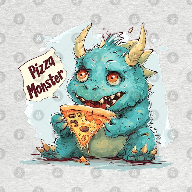 Cute Pizza Eating Monster by Obotan Mmienu